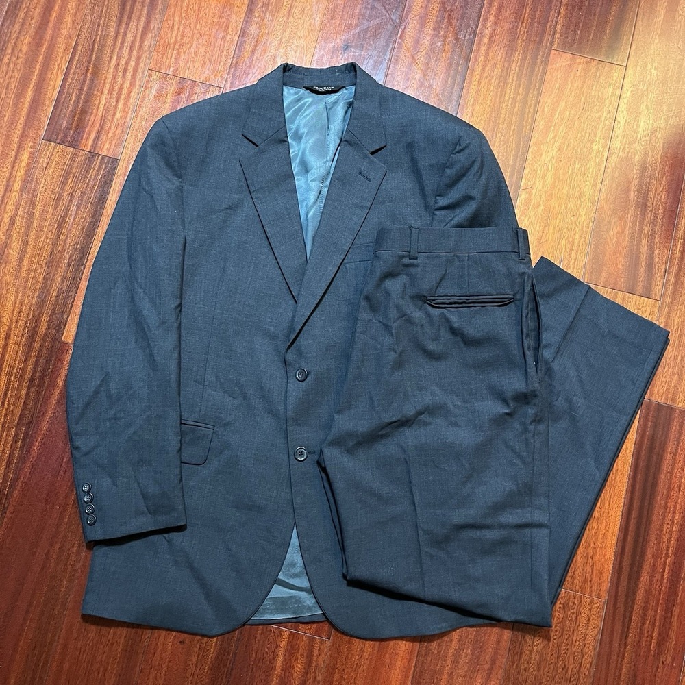 Jos A Bank 42R 35R 35x30 Solid Gray 100% Wool Mens Jacket Pants Suit Coat Set